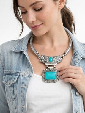 Silver and Turquoise Statement Necklace